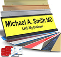 Personalized Name Plate with Choice of Mounting for Walls, Doors, Desk Holders, Cubicles, Hanging and More - Custom Yellow Plastic Black Letters - USA Made 2x8 - B4