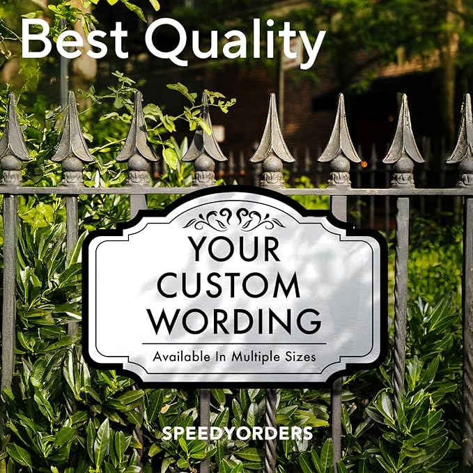 Design 2 Decorative Outdoor Metal Signs - Personalized Aluminum Driveway Signs, Waterproof, 18x12 In, Metallic Silver