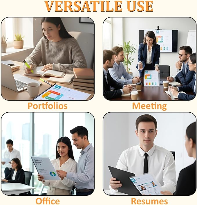 50 Pack Report Covers with Sliding Bar - Clear Plastic Presentation Folders for A4 & Letter Size Paper, 70 Sheet Capacity File Document Binder for School, Office, Resume & Business Use