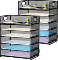 Marbrasse 2 Pack Desk Organizer with Handle, 6 Tier Paper Letter Tray, Mesh Desk File Organizer for Office, School and Home