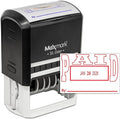 MaxMark Large Self-Inking Rubber Date Office Stamp with Paid Phrase & Date - Red Ink, 12-Year Band - Style 5