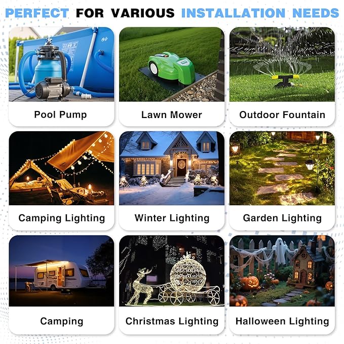 Flemoon [9 Pack] Outdoor Extension Cord Safety Cover, IPX4 Waterproof Connection Protector, Weatherproof Electrical Box for Outdoor Plug, Outlet, Holiday Light, Christmas Decorations, Black