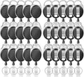 Retractable Badge Holder with Carabiner Reel Clip and Key Ring for ID Card Key Keychain Holders Black 30 Pieces