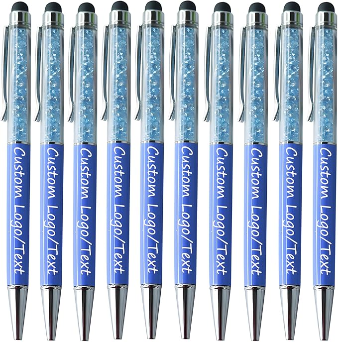 Yucold Customized Pens with Name/Logo - Touch Screen Stylus Ballpoint Pen, Perfect for Weddings, Business & Personalized Gifts (Lake blue,100)