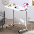 DlandHome Rolling Desk Adjustable Standing Desk, Mobile Side Table 31.4 Inches w/Wheels Adjustable C Table Movable Portable Laptop Computer Stand for Bed Sofa,White