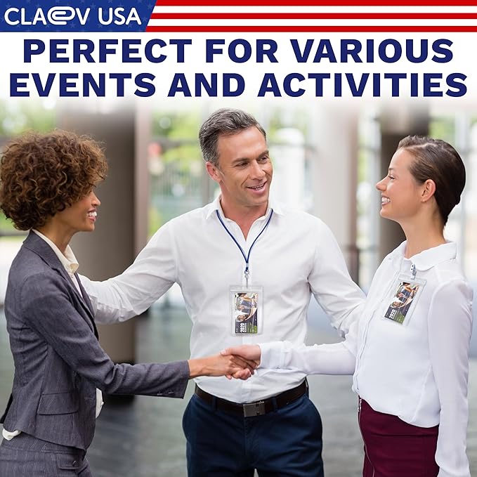 Claev Fast Seal Vertical 4x6 Passport & Card Holders (4x6 Extra Large (XXL), 100 Pack), Clear Waterproof ID Plastic Name Card Badge Holders for Travel, Conferences, Conventions