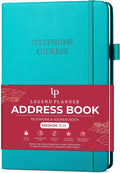 Legend Planner Address Book with Alphabetical Tabs –Telephone Contacts Book for Phone Numbers, Addresses, Passwords, Medium (Turquoise)