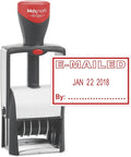 MaxMark Heavy Duty Self Inking Date Stamp with Phrase E-Mailed - Red Ink