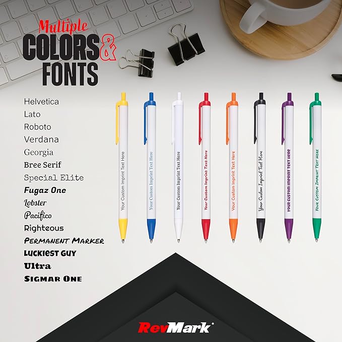 RevMark Personalized Ballpoint Pen, Custom Printed Name, Business or Event Information, Timeless Advertising, USA Made Pens, Promotional Marketing, Smooth Black Ink, Bulk Pack (Yellow,1000 Ct)