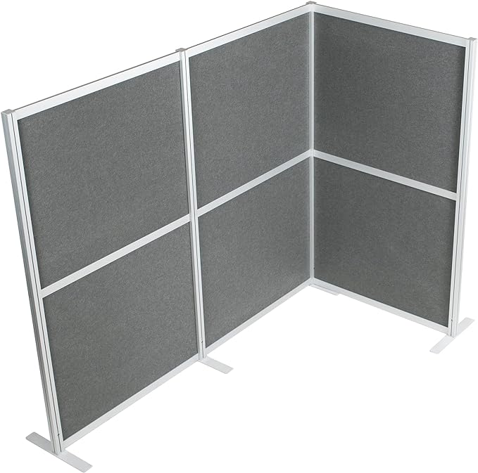 VIVO L-Shape Modular Corner Wall System, 3 Panels, Modern Professional Office Cubicle Dividers, Freestanding Privacy Screen, 66 inches High, Dark Gray, PP-MWS63D-L