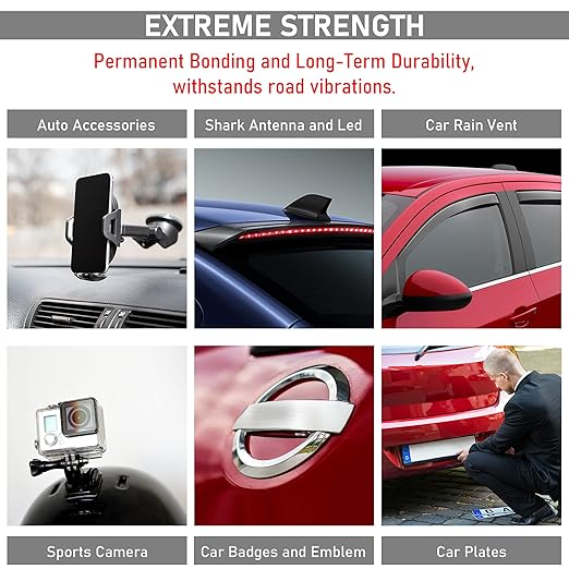CANOPUS Double Sided Tape, 5952 Heavy Duty Mounting Tape, Strong Bond & Weatherproof Seal Strip for Automotive Mounting, Picture and Photo Frame, Poster, Craft, 0.50 in x 15 ft, Black, Made in USA