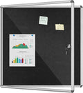 Mifuro 38"x38" Enclosed Bulletin Board, Lockable Weather-Resistant Aluminum Cork Noticeboard for School & Office, Silver Frame w/Black Flet