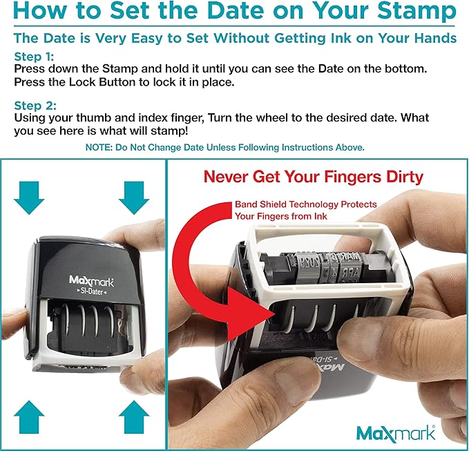 MaxMark Dater 4000 Self Inking Date Stamp - Purple
