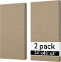Olanglab Sound Absorbing Acoustic Wall Panels 2 Pack, 2'' 24''x48'' Fiberglass Sound Dampening Panels, Large Fabric Wrapped Sound Proof Panels for Walls (Khaki)