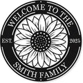 Custom Metal Sunflower Welcome Sign Personalized Sunflower Metal Sign, Welcome to Our Home Round Metal Sign, Personalized Metal Sign Custo