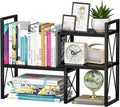 Yelinkws Desktop Shelf Organizer,Small Bookshelf for Office,Wood Desk Top Shelves, Office Organization and Storage (Black)