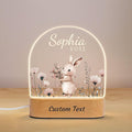 7GEEFT Personalized Baby Gifts for Kids, Custom Animal Acrylic Plaque Sign Name Night Light, Birthday Newborn Baby Shower Gifts for Boys Girls, Children Nursery Room Bedroom Decor, Flower and Rabbit