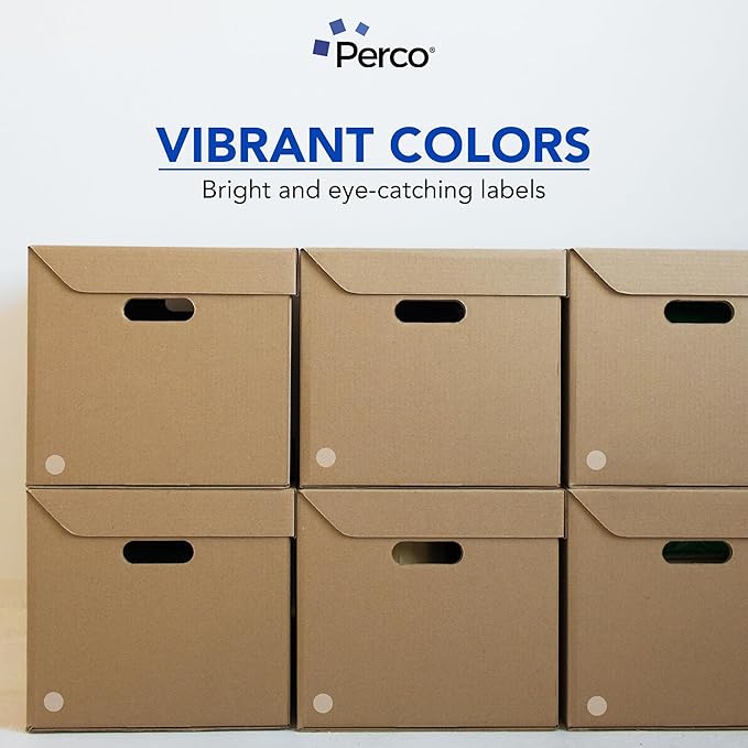 Perco Clear 1-Inch Round Circle Dot Sticker Labels with Easy Peel Perforation - 1,000 Labels per Roll - Strong Adhesion, Vibrant Colors for Organizing, Crafting & More - Made in USA