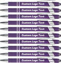 HEYZARDA Personalized Pens with Name Text Logo Custom Ballpoint Pen for Business Office Events with Stylus for Touchscreen 100 Pcs Dark Purple