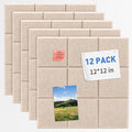 Smarpau Cork Board 48"X36", 12 Pack Nine-Grid Felt Bulletin Boards, Small Pin Board with Removable Adhesive Tabs Pushpins, Cork Wall Tiles for Office Home Classroom Decor -Deep Camel