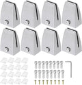 PATIKIL 1.7x1.3x2.4" Desk Divider Support Clamp, 8 Pcs Aluminum Desk Shield Clamp Desk Divider Partition Clamp Sneeze Guard Clamp Bracket for Office Home Desk Panel, Silver