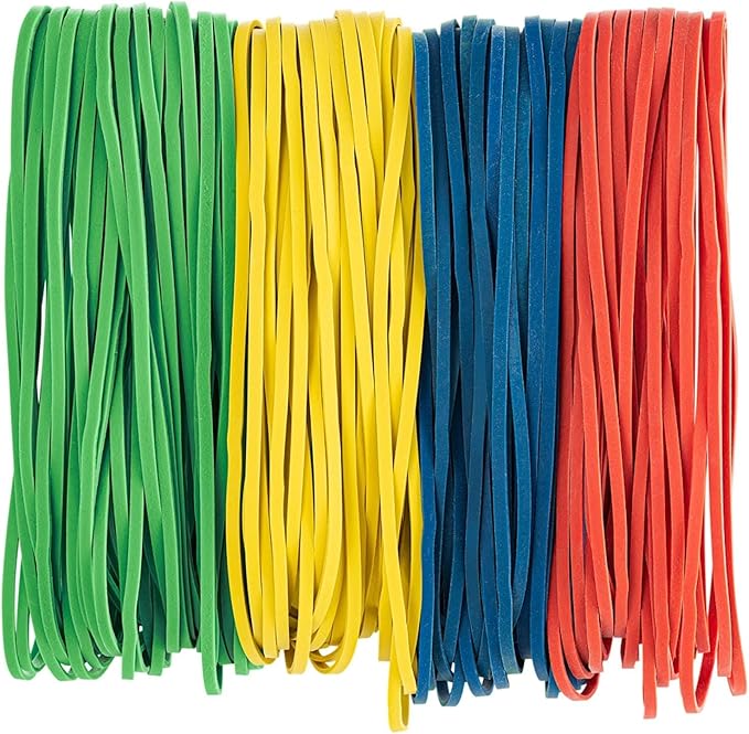Bilinny Large Heavy Duty Rubber Bands - 7x1/8", 1 Lb. (Approx. 240) Assorted Colored Rubber Bands, Made in USA