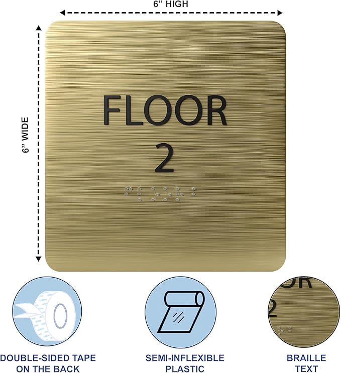 Cold Blue ADA Floor 2 Sign with Braille – Made from Durable Acrylic and Ready to Mount