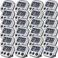 Leumoi 24 Pcs Digital Kitchen Timers Magnetic Back Timers Bulk Large Screen Loud Alarm On/Off Switch Minute Second Count up Countdown Memory Setting for Cooking Classroom Exercise (Sliver and Black)