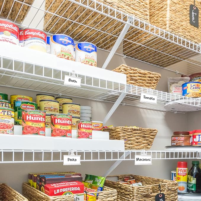 Plastic Wire Shelf Label Holder, Reusable Shelf Tags for Pantry Retail Store, Supermarket UPC Price Card & Ticket Display, Strong & Easy Clip Design Tight Snap Lock Closure. 1-1/4" H X 3" W (25)