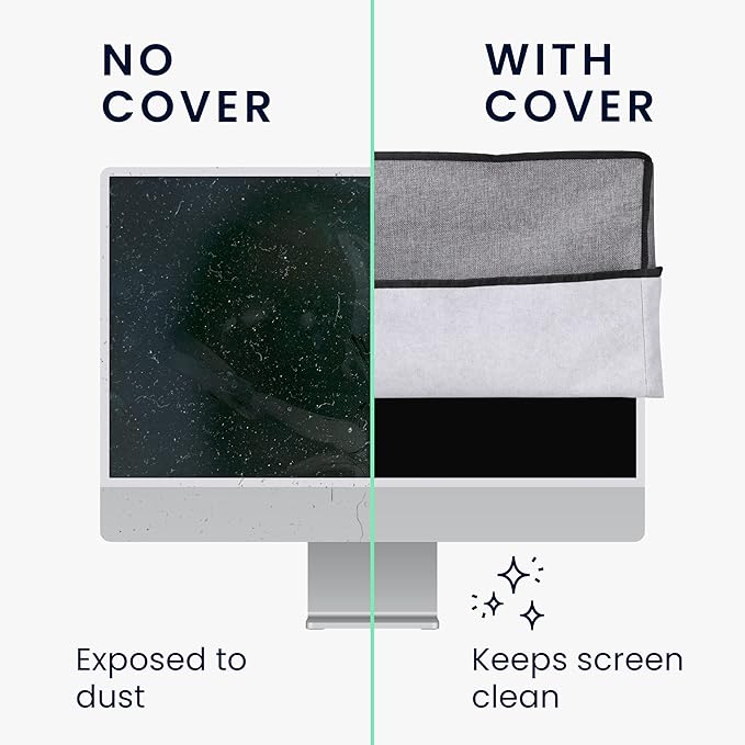 kwmobile Dust Cover for 24-26" Monitor - Linen Monitor Display Protector - Protect Your Computer Screen - Dark Grey