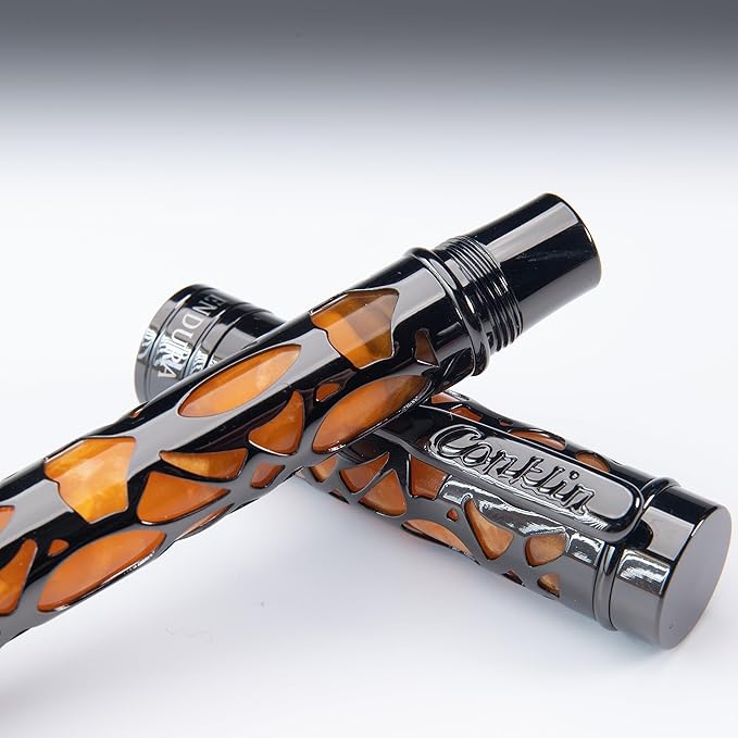 Conklin Endura Deco Crest Fountain Pen in Orange with Rose Gold Accents – Fine Nib, Refillable Luxury Writing Instrument