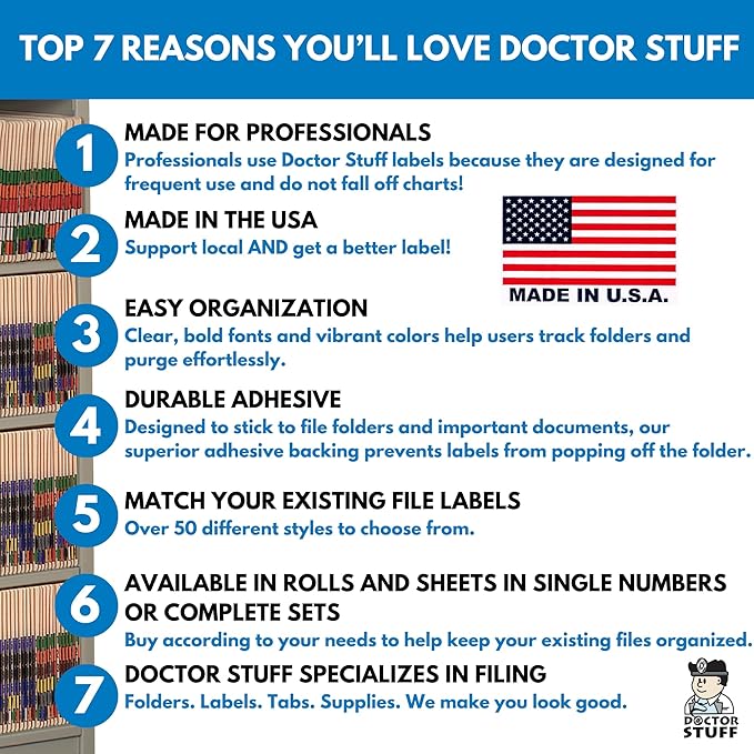 Doctor Stuff - File Folder Labels, Terminal Digit Filing, Consecutive Double Digit Numbers 80-89, Compatible with SMEAD DDS - SMDM Series Chart Stickers, Red, 1" x 1-1/2", 500/Roll