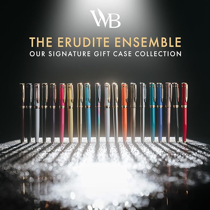 Wordsworth & Black Fountain Pen Set, 18K Gilded Bent Nib, Includes 24 Pack Ink Cartridges, Ink Refill Converter & Gift Box, Gold Finish, Calligraphy, [Black Gold], Perfect for Men & Women