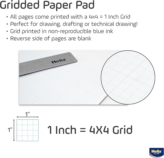 Helix Bond Pad, 4 x 4 Grid, 8.5 x 11 Inches, 50 Sheets (27111)