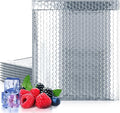 Amiff Silver Thermal Bubble Mailer, 15 x 17 Inches. 5 Pack Metallic Bubble Mailers. Self-Seal Insulated Mailers for Cold Shipping. Padded Envelopes Waterproof. Thermal Bag for Food, Cosmetics