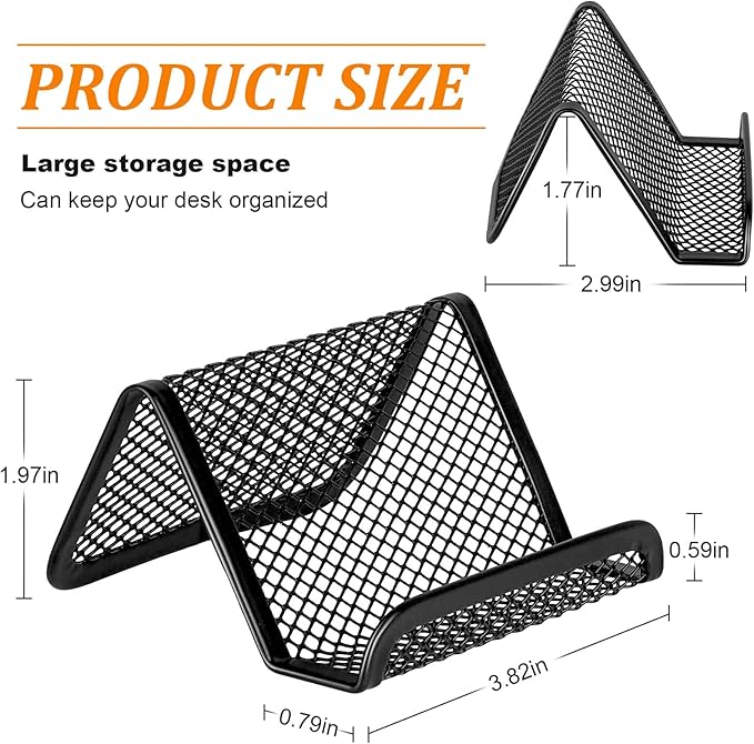 EMOMAS Business Card Holder for Desk, Office Desktop Business Card Display Holder, Mesh Business Card Holder, Desk Accessories for Women and Men,Black ( 3 Pack )