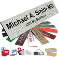 Door Name Plate Personalized for Office Stone Granite Plastic Name Plate Black Letters - Made in USA 2x12 S3
