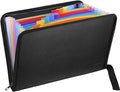 ENGPOW Fireproof Expanding File Folder with 13 Multicolored Pockets A4 Size Document Organizer with Color Labels Zipper Closure Non-Itchy Silicone Coated Portable Filing Pouch(14.3" x 9.8")