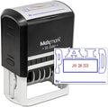 MaxMark Large Self-Inking Rubber Date Office Stamp with Paid Phrase & Date - Blue/Red Ink, 12-Year Band - Style 5