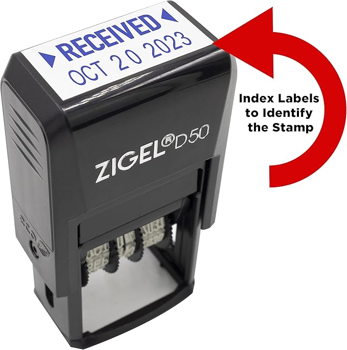 ZIGEL D50 Date Stamp with FAXED - Self Inking Date Stamp - Blue