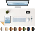 Aothia Dual-Sided Desk Pad - Leather Desk Mat, Natural Cork Desk Pad Protector, Large Mouse Pad for Desk, Waterproof Desk Blotter Pad, Desk Writing Pad for Office Work/Home, Off-White (25.6"x13.7")