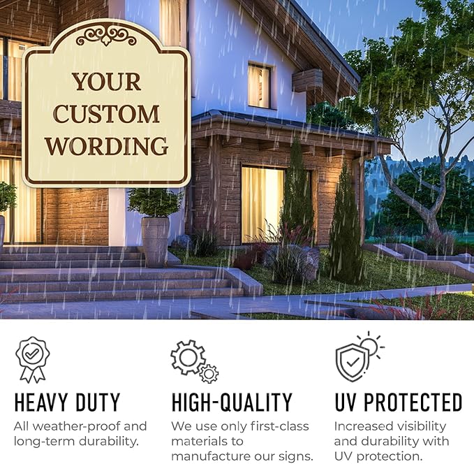 Custom Decorative Sign, Personalized Metal Sign for Business, Driveway, Home, Airbnb, Office Door Plaque,Brown Border Sign, 12x12 Inches, ACM, Fade Resistant, Made in USA by Sigo Signs