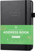 Legend Planner Address Book with Alphabetical Tabs –Telephone Contacts Book for Phone Numbers, Addresses, Passwords, Medium (Black)
