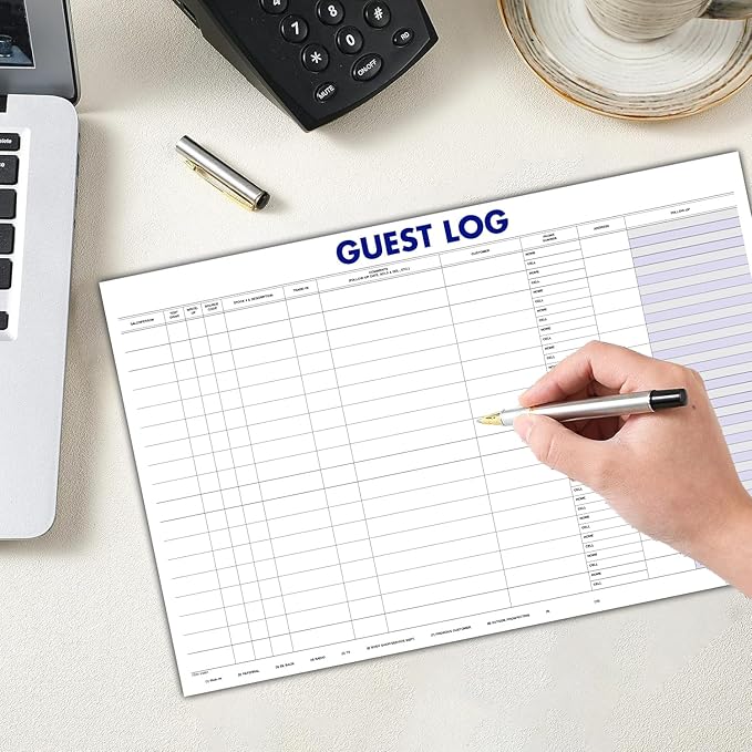 Guest Log Book for Automotive Dealerships – Customer Sign-in Tracking Log – 17" × 11" Visitor Registration Book – 100-Sheet Pad for Auto Service Centers, Repair Shops, Lead Management - 4 Pad