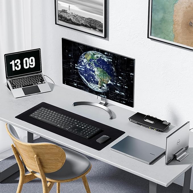 Reniteco Large Gaming Mouse Pad with Durable Stitched Edges, Non-Slip Rubber Base, Black Mousepad Mouse Mat Desk Pad for Home Office Gaming, 35.4''x15.7''x0.12'', Black