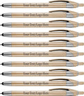 Personalized With your Custom Logo or Text Pens-Pack of 300- for Marketing, Parties, and Events, 2 in 1 Capacitive Stylus & Ballpoint Pen Compatible With Touchscreen Devices, Black Ink, Gold Pens