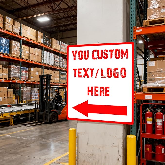 Custom Square Left Arrow Signs - 18 * 18 inches - Optional reflective，High-definition arrow, for parking lots 、 corridors、basement