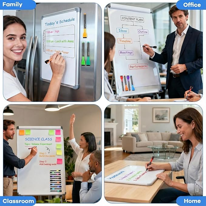 SUQJOY Magnetic Dry Erase Markers with Eraser Caps, Fine Tip 1-2mm, Low Odor Quick Dry Ink, 12 Colors, Whiteboard Marker Set for Fridge Calendar Office, 36 Count