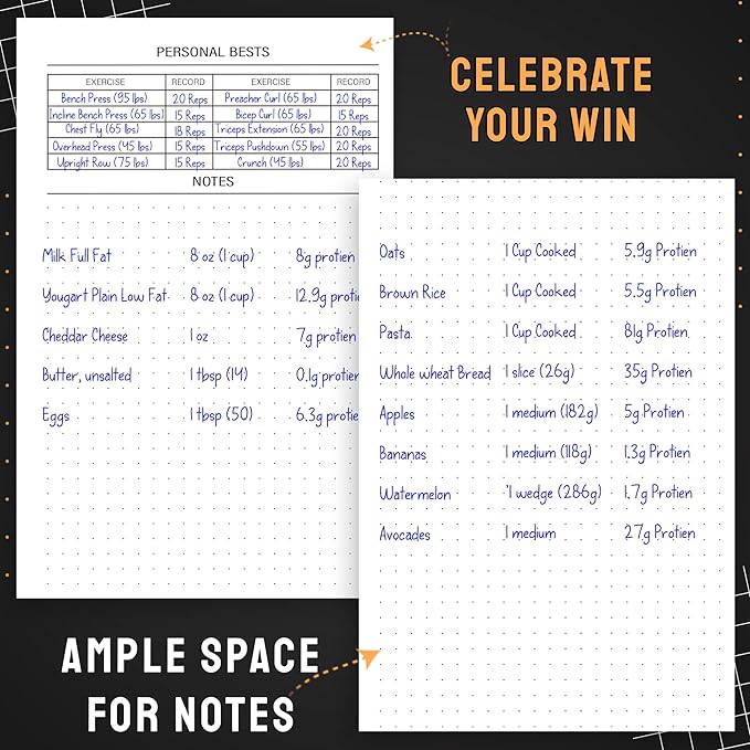 Nextnoid Hardcover Fitness & Food Journal - Nutrition & Workout Planner for Men & Women - A5 Sturdy Workout Log Book to Track Diet, Gym & Home Workouts - Yellow