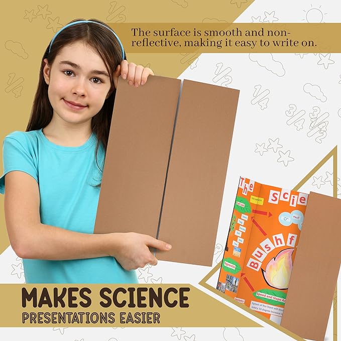 White Tri-Fold Presentation Board 28" X 40" Corrugated Tabletop Display Exhibition Board Lightweight and Portable with Smooth Surface Great for School Projects and Business presentations - by Emraw